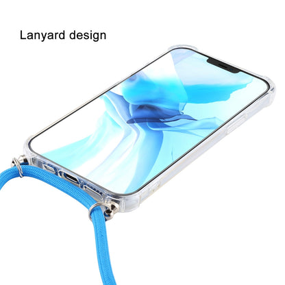ELECTROPRIME For iPhone 15 Four-Corner Shockproof Transparent TPU Case with Lanyard(Blue)