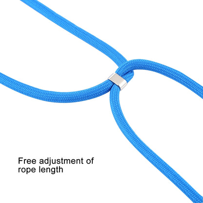 ELECTROPRIME For iPhone 15 Four-Corner Shockproof Transparent TPU Case with Lanyard(Blue White)