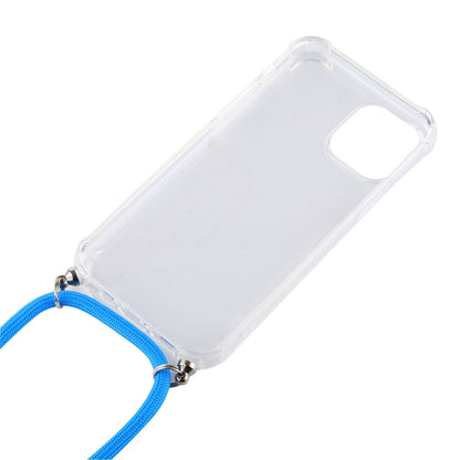 ELECTROPRIME For iPhone 15 Four-Corner Shockproof Transparent TPU Case with Lanyard(Blue)