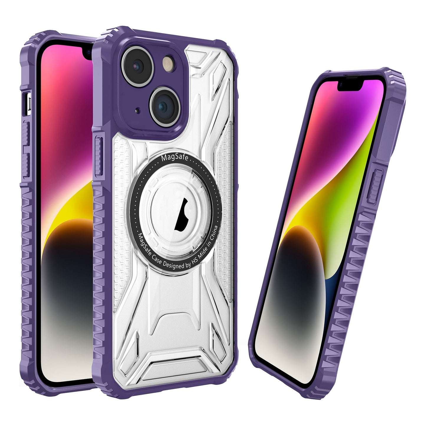 ELECTROPRIME For iPhone 15 Double-sided Non-slip PC+TPU Magsafe Magnetic Phone Case(Dark Purple)