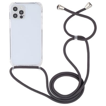 ELECTROPRIME For iPhone 15 Transparent Acrylic Airbag Shockproof Phone Protective Case with Lanyard(Dark Grey)