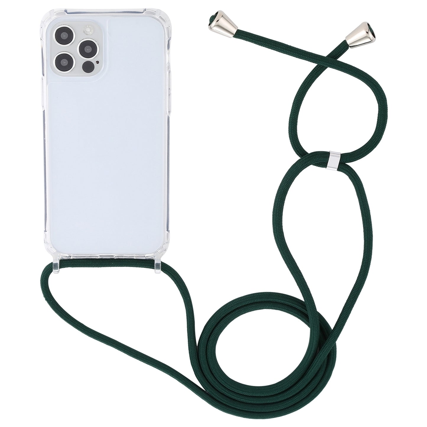 ELECTROPRIME For iPhone 15 Transparent Acrylic Airbag Shockproof Phone Protective Case with Lanyard(Dark Green)