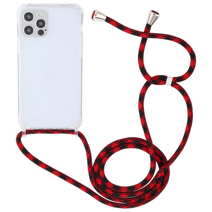 ELECTROPRIME For iPhone 15 Transparent Acrylic Airbag Shockproof Phone Protective Case with Lanyard(Red Black)