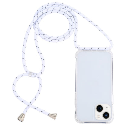 ELECTROPRIME For iPhone 15 Transparent Acrylic Airbag Shockproof Phone Protective Case with Lanyard(White Grey Rough Grain)