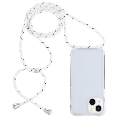 ELECTROPRIME For iPhone 15 Transparent Acrylic Airbag Shockproof Phone Protective Case with Lanyard(White Grey Fine Lines)