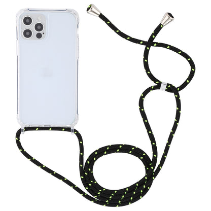 ELECTROPRIME For iPhone 15 Transparent Acrylic Airbag Shockproof Phone Protective Case with Lanyard(Black Green)