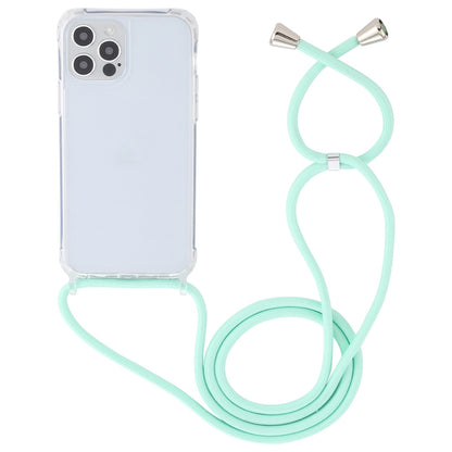 ELECTROPRIME For iPhone 15 Transparent Acrylic Airbag Shockproof Phone Protective Case with Lanyard(Mint Green)