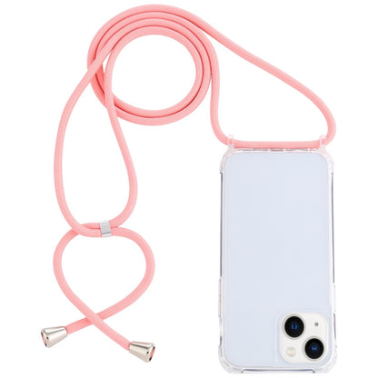 ELECTROPRIME For iPhone 15 Transparent Acrylic Airbag Shockproof Phone Protective Case with Lanyard(Pink)
