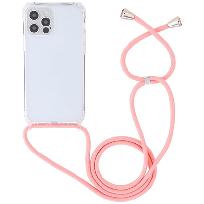 ELECTROPRIME For iPhone 15 Transparent Acrylic Airbag Shockproof Phone Protective Case with Lanyard(Pink)