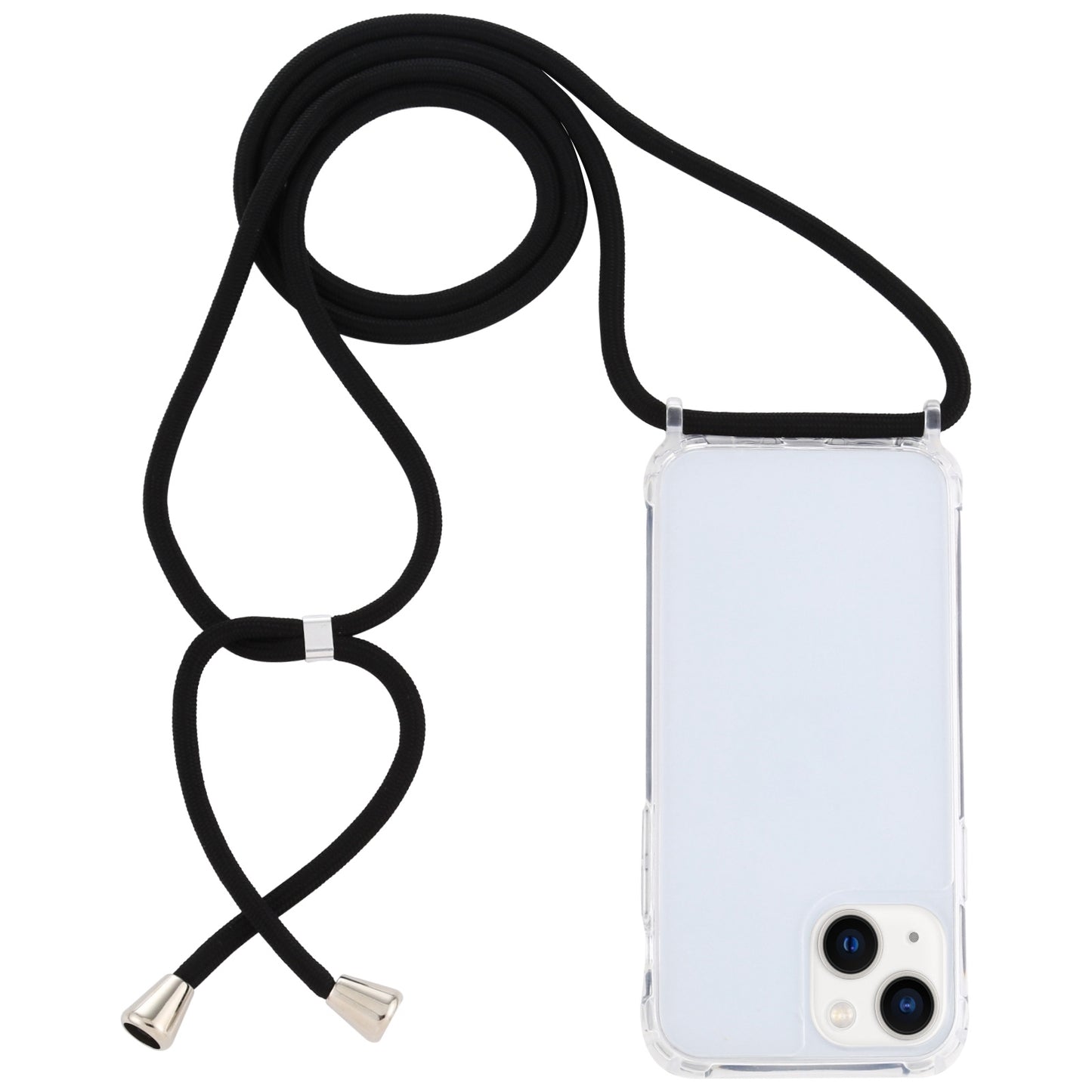 ELECTROPRIME For iPhone 15 Transparent Acrylic Airbag Shockproof Phone Protective Case with Lanyard(Black)