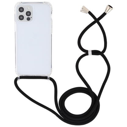 ELECTROPRIME For iPhone 15 Transparent Acrylic Airbag Shockproof Phone Protective Case with Lanyard(Black)