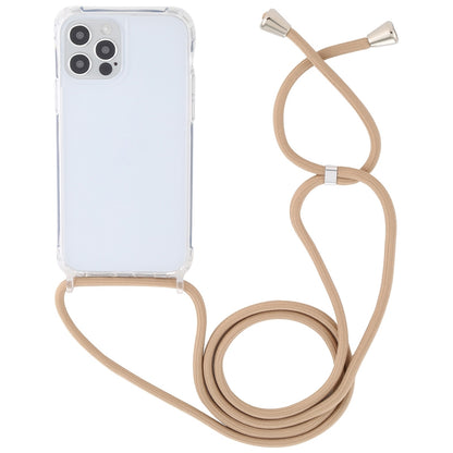 ELECTROPRIME For iPhone 15 Transparent Acrylic Airbag Shockproof Phone Protective Case with Lanyard(Camel)
