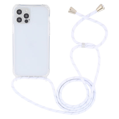 ELECTROPRIME For iPhone 15 Transparent Acrylic Airbag Shockproof Phone Protective Case with Lanyard(White Gold)