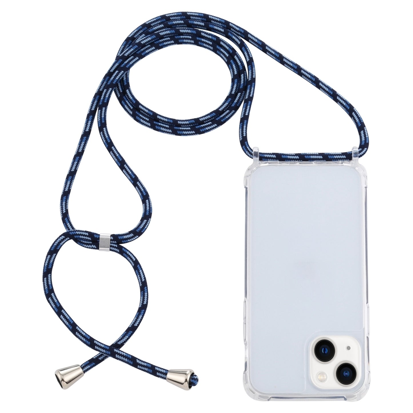 ELECTROPRIME For iPhone 15 Transparent Acrylic Airbag Shockproof Phone Protective Case with Lanyard(Gradient Blue)