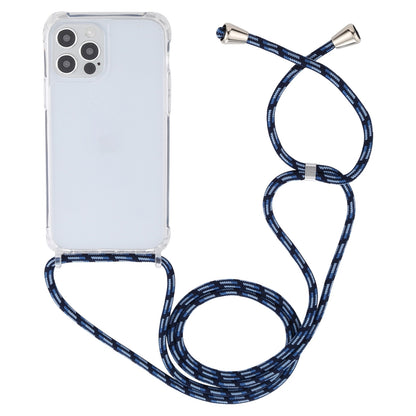 ELECTROPRIME For iPhone 15 Transparent Acrylic Airbag Shockproof Phone Protective Case with Lanyard(Gradient Blue)