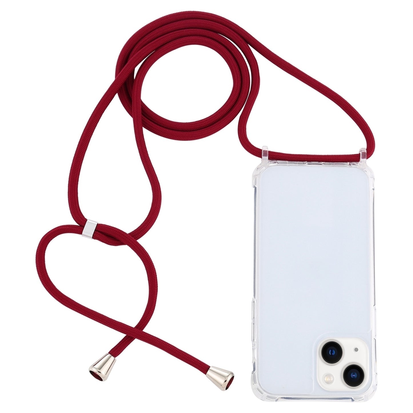 ELECTROPRIME For iPhone 15 Transparent Acrylic Airbag Shockproof Phone Protective Case with Lanyard(Claret)
