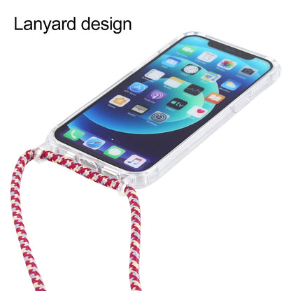 ELECTROPRIME For iPhone 15 Transparent Acrylic Airbag Shockproof Phone Protective Case with Lanyard(White Gold)