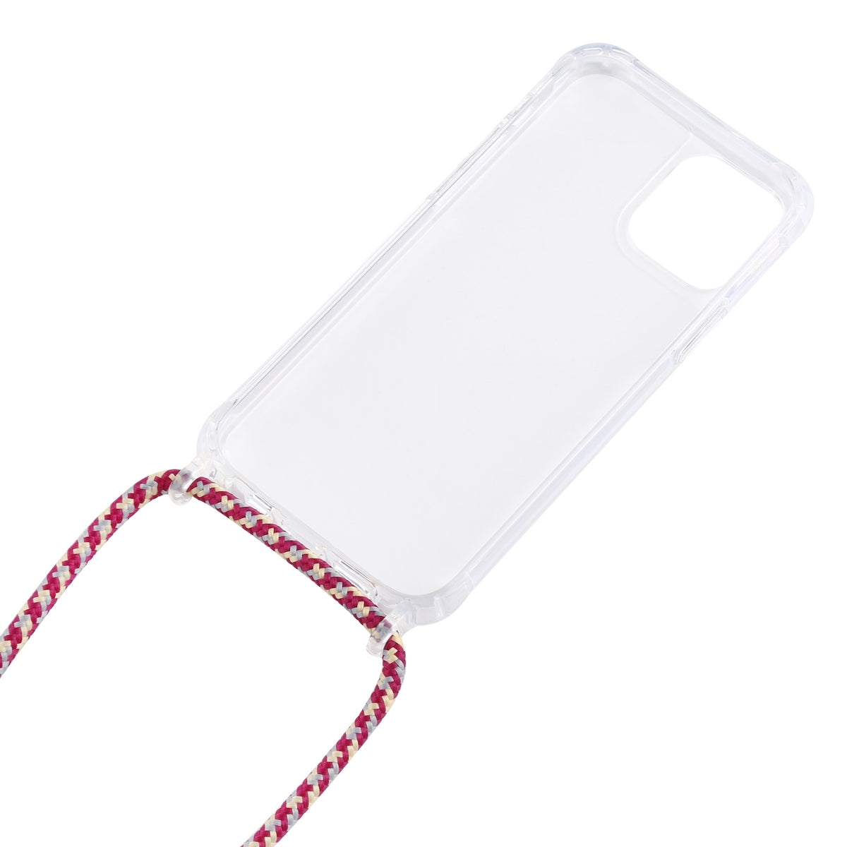 ELECTROPRIME For iPhone 15 Transparent Acrylic Airbag Shockproof Phone Protective Case with Lanyard(Rose Purple)