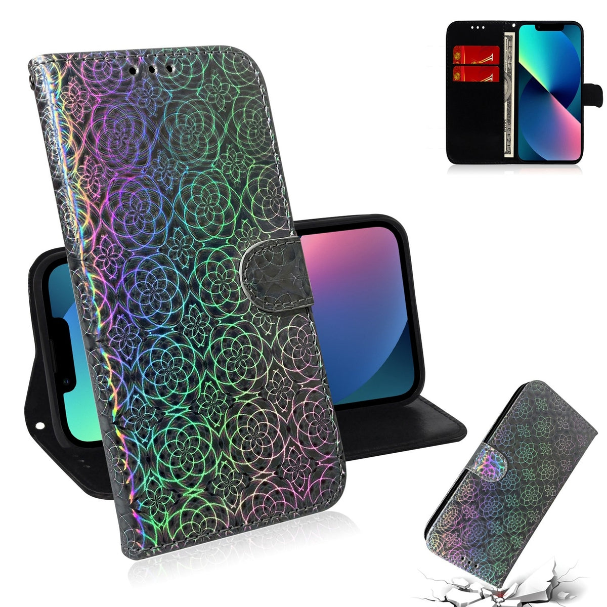 ELECTROPRIME For iPhone 15 Colorful Magnetic Buckle Leather Phone Case(Silver)