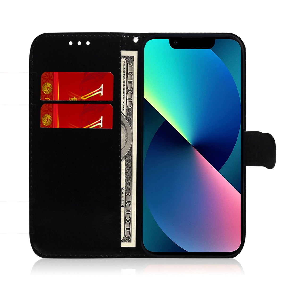 ELECTROPRIME For iPhone 15 Plus Colorful Magnetic Buckle Leather Phone Case(Black)