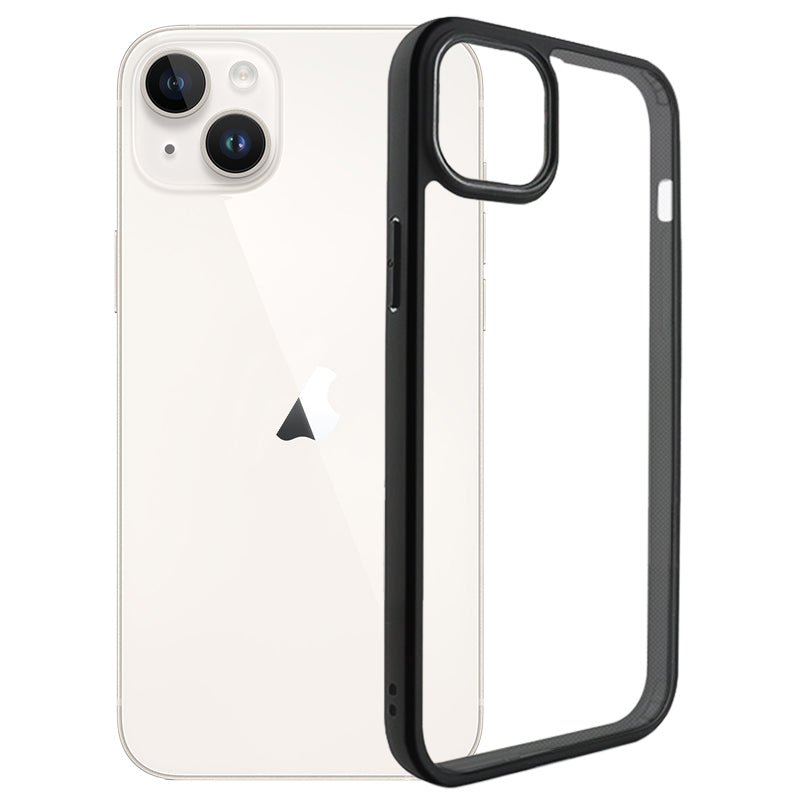 ELECTROPRIME For iPhone 15 Plus Frosted TPU + Transparent PC Phone Case(Black)