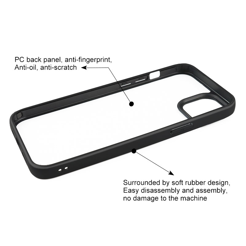 ELECTROPRIME For iPhone 15 Plus Frosted TPU + Transparent PC Phone Case(Black)