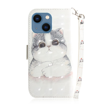 ELECTROPRIME For iPhone 15 3D Colored Horizontal Flip Leather Phone Case(Cute Cat)