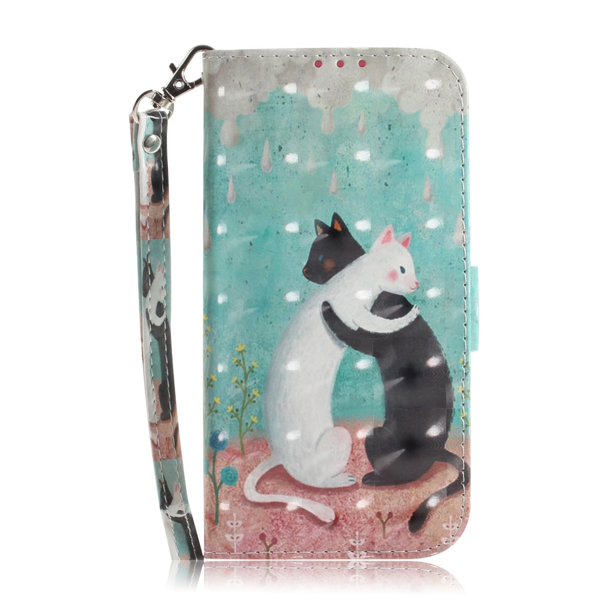 ELECTROPRIME For iPhone 15 3D Colored Horizontal Flip Leather Phone Case(Black White Cat)