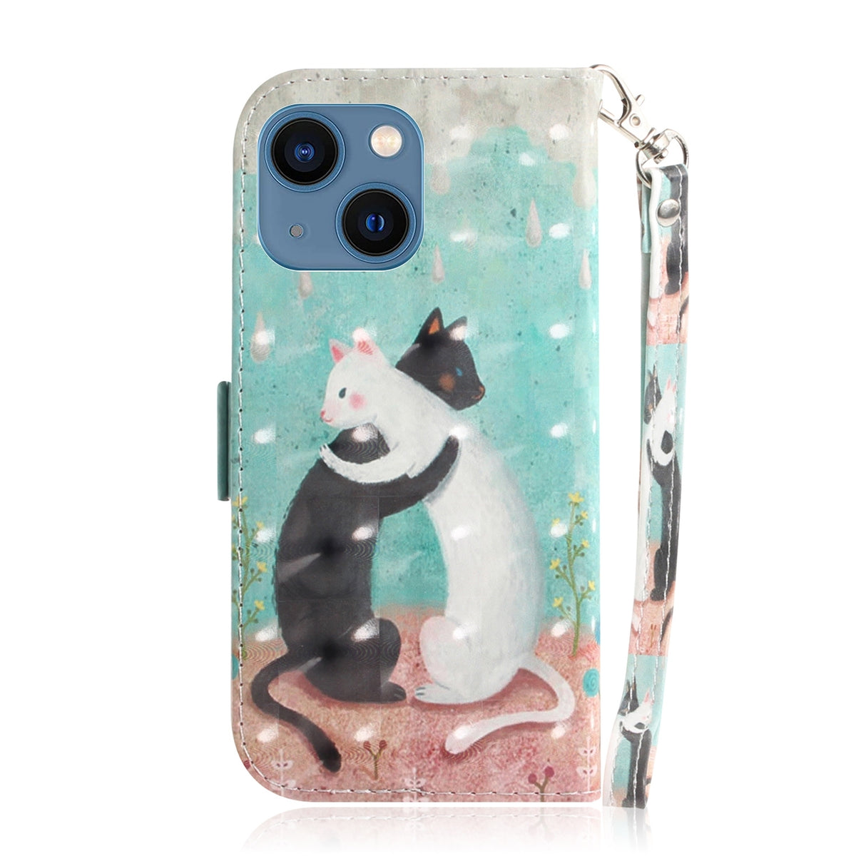 ELECTROPRIME For iPhone 15 3D Colored Horizontal Flip Leather Phone Case(Black White Cat)