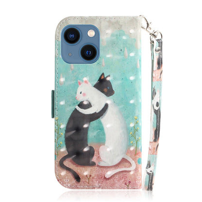 ELECTROPRIME For iPhone 15 3D Colored Horizontal Flip Leather Phone Case(Black White Cat)