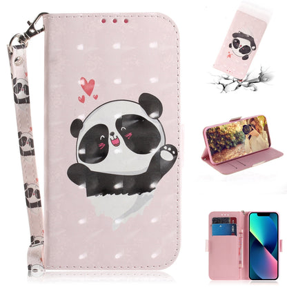 ELECTROPRIME For iPhone 15 3D Colored Horizontal Flip Leather Phone Case(Heart Panda)