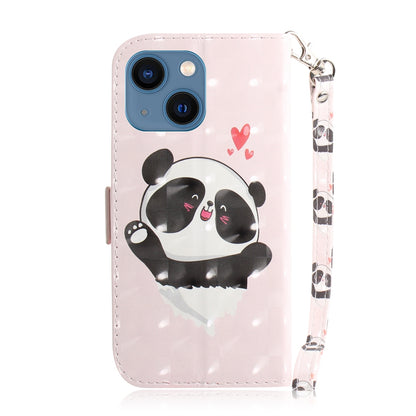 ELECTROPRIME For iPhone 15 3D Colored Horizontal Flip Leather Phone Case(Heart Panda)