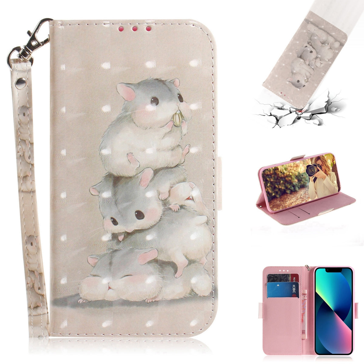ELECTROPRIME For iPhone 15 3D Colored Horizontal Flip Leather Phone Case(Squirrels)