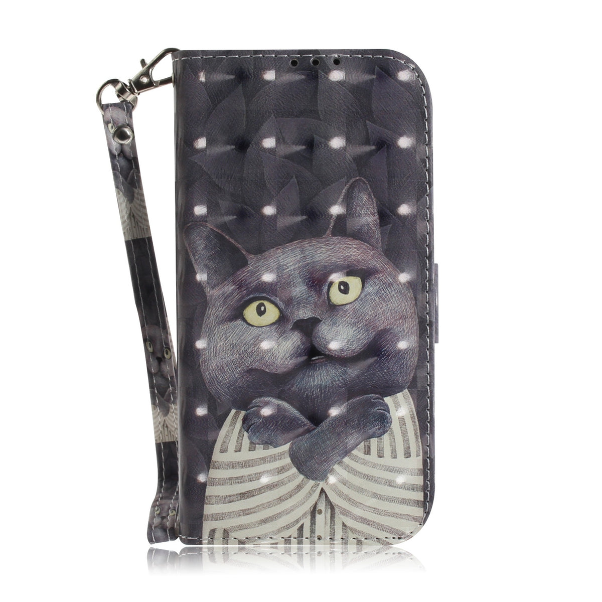 ELECTROPRIME For iPhone 15 3D Colored Horizontal Flip Leather Phone Case(Hug Cat)