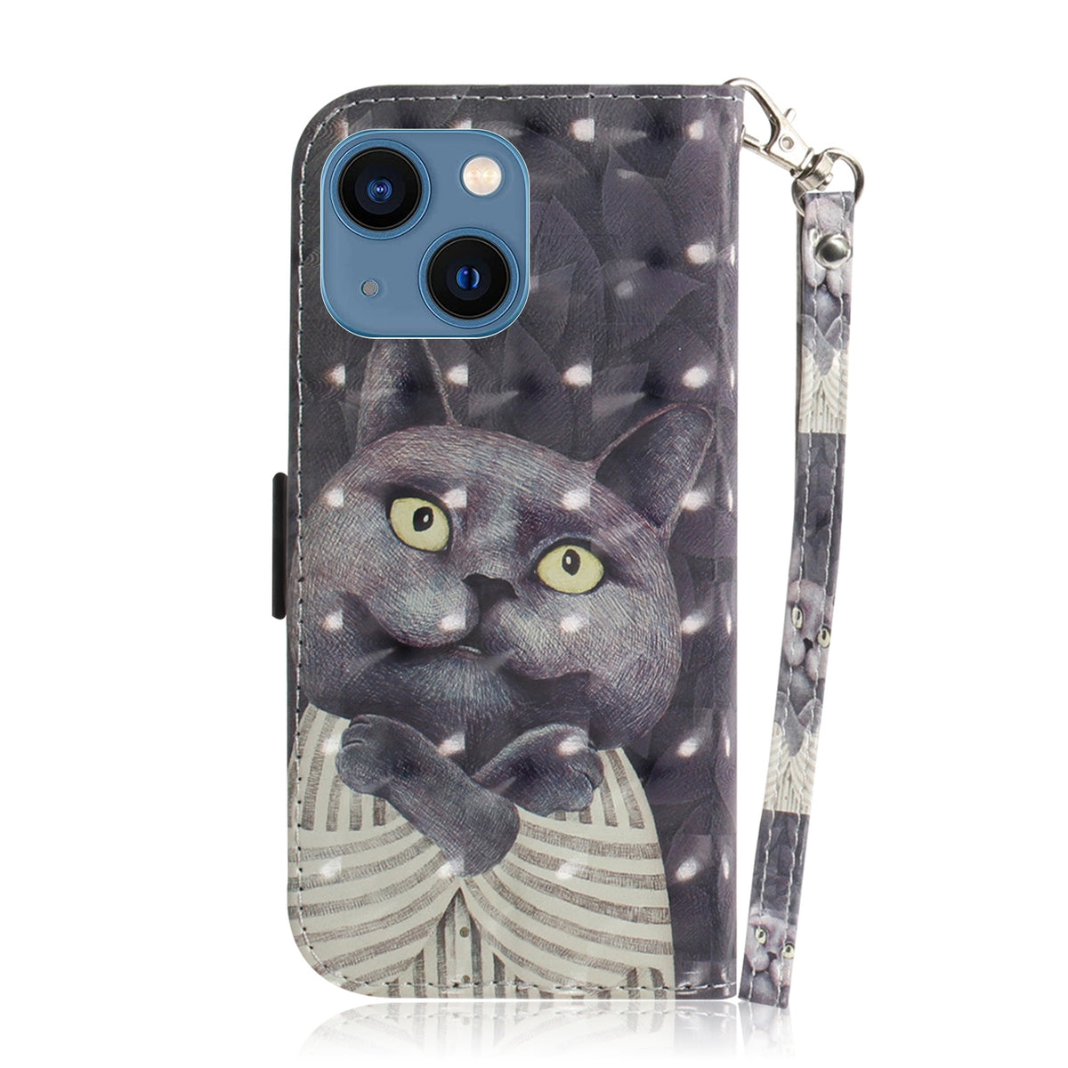 ELECTROPRIME For iPhone 15 3D Colored Horizontal Flip Leather Phone Case(Hug Cat)
