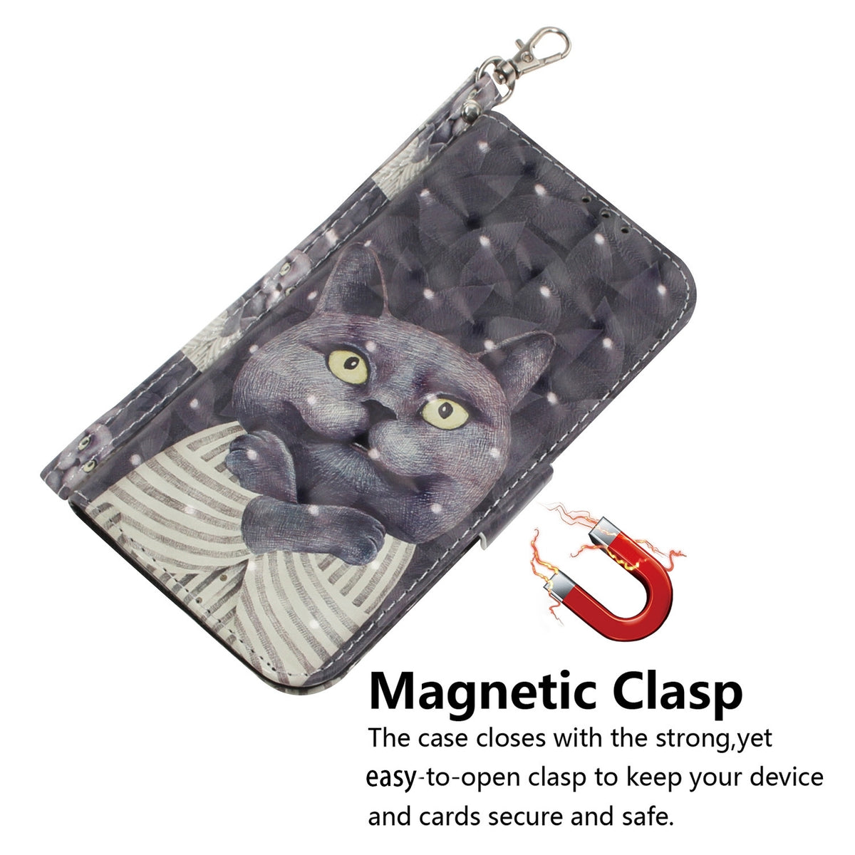 ELECTROPRIME For iPhone 15 3D Colored Horizontal Flip Leather Phone Case(Hug Cat)