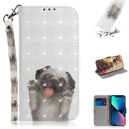 ELECTROPRIME For iPhone 15 3D Colored Horizontal Flip Leather Phone Case(Pug)