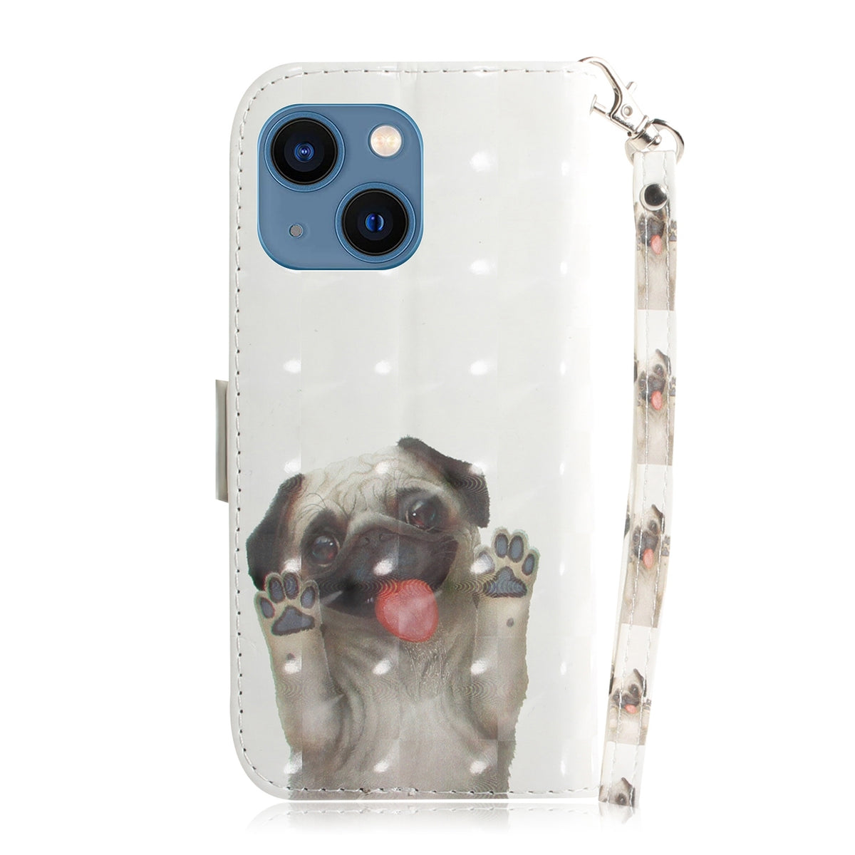 ELECTROPRIME For iPhone 15 3D Colored Horizontal Flip Leather Phone Case(Pug)
