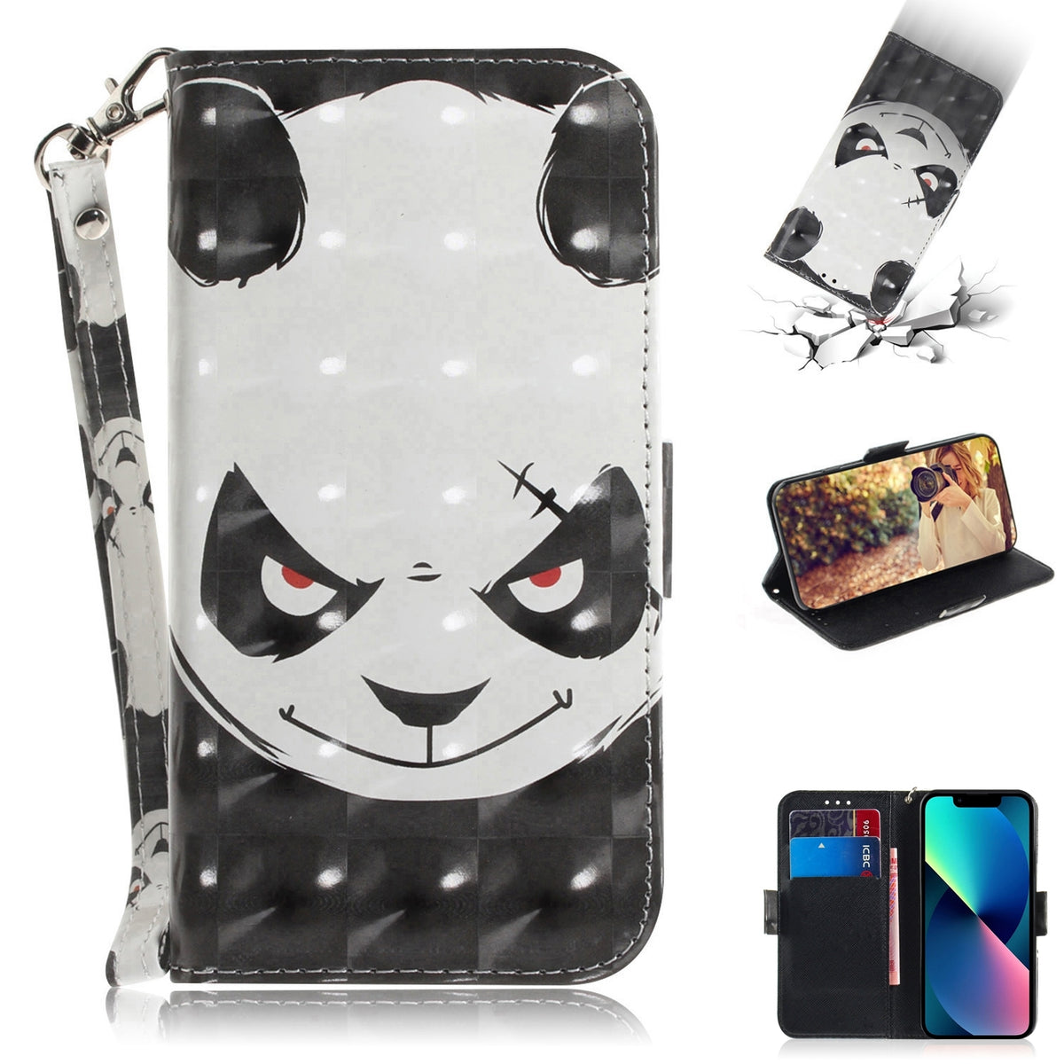ELECTROPRIME For iPhone 15 3D Colored Horizontal Flip Leather Phone Case(Angry Bear)
