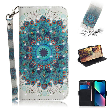 ELECTROPRIME For iPhone 15 3D Colored Horizontal Flip Leather Phone Case(Peacock Wreath)