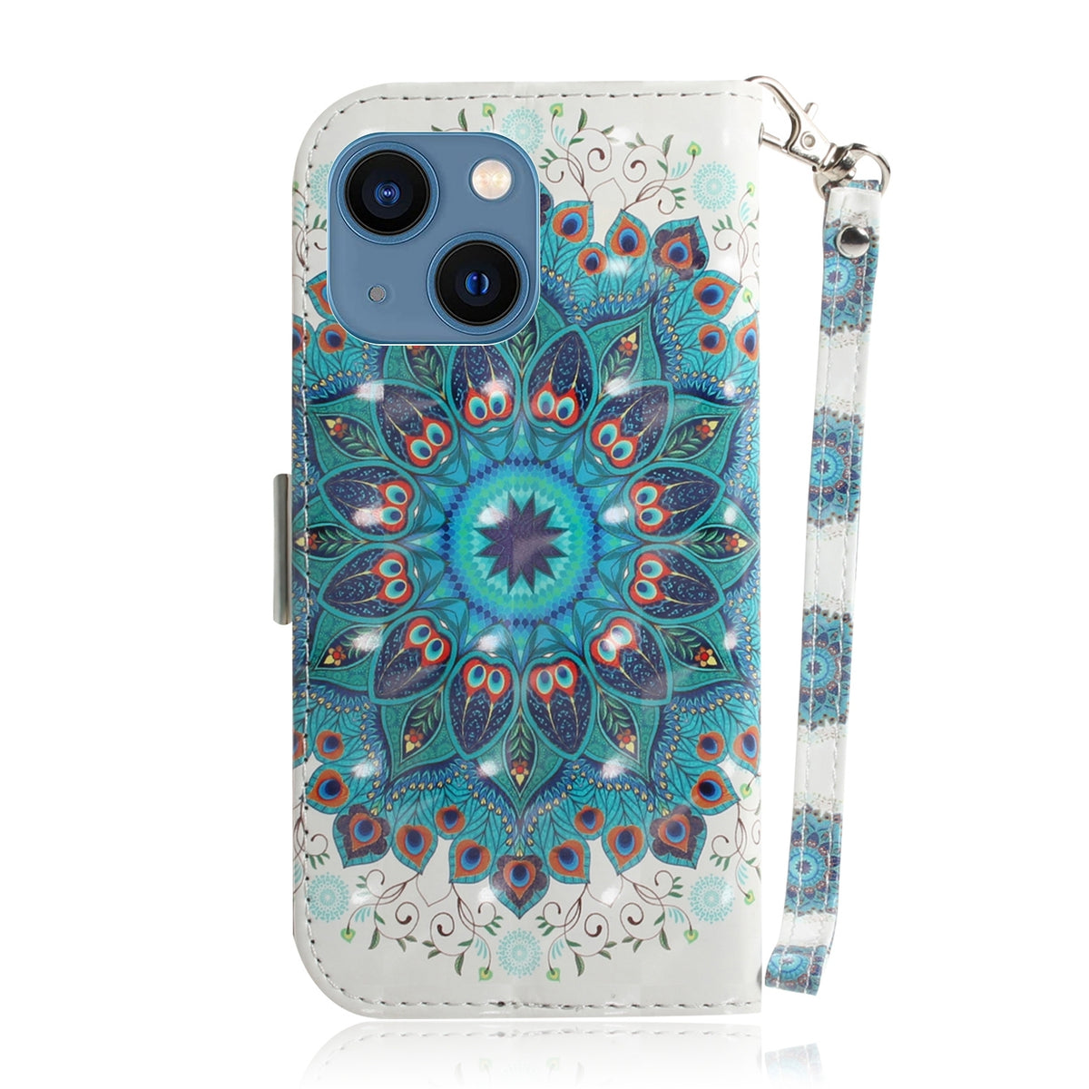 ELECTROPRIME For iPhone 15 3D Colored Horizontal Flip Leather Phone Case(Peacock Wreath)