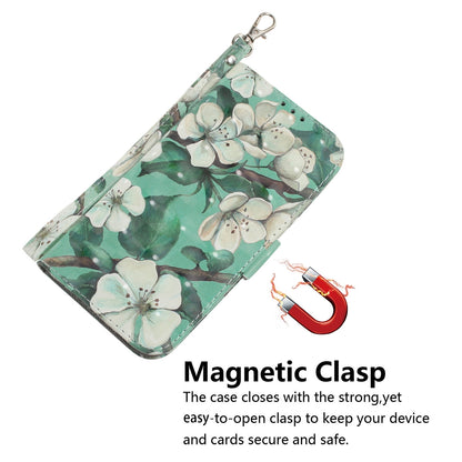 ELECTROPRIME For iPhone 15 3D Colored Horizontal Flip Leather Phone Case(Watercolor Flower)