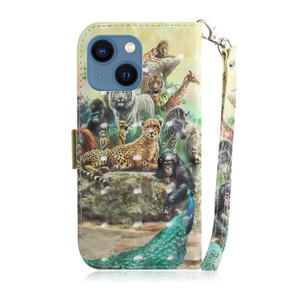 ELECTROPRIME For iPhone 15 3D Colored Horizontal Flip Leather Phone Case(Zoo)