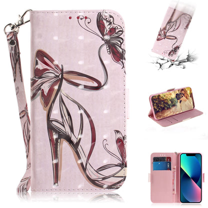 ELECTROPRIME For iPhone 15 3D Colored Horizontal Flip Leather Phone Case(Butterfly High-heeled)