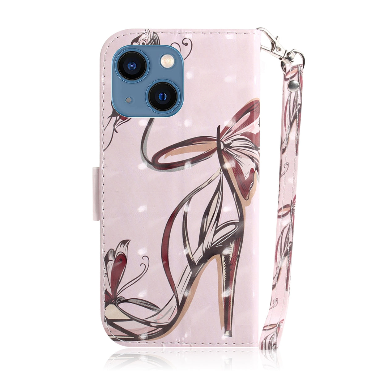 ELECTROPRIME For iPhone 15 3D Colored Horizontal Flip Leather Phone Case(Butterfly High-heeled)