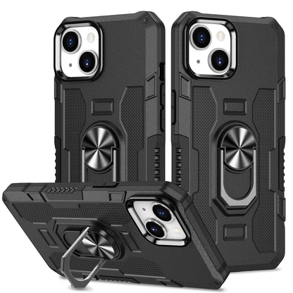 ELECTROPRIME For iPhone 15 Ring Holder Armor Hybrid Phone Case(Black)