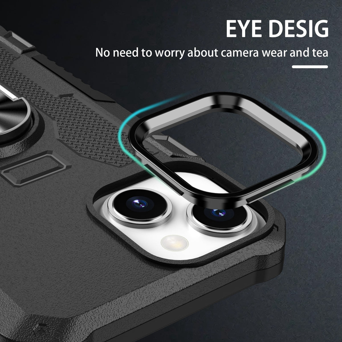 ELECTROPRIME For iPhone 15 Ring Holder Armor Hybrid Phone Case(Black)
