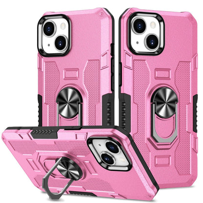 ELECTROPRIME For iPhone 15 Ring Holder Armor Hybrid Phone Case(Pink)
