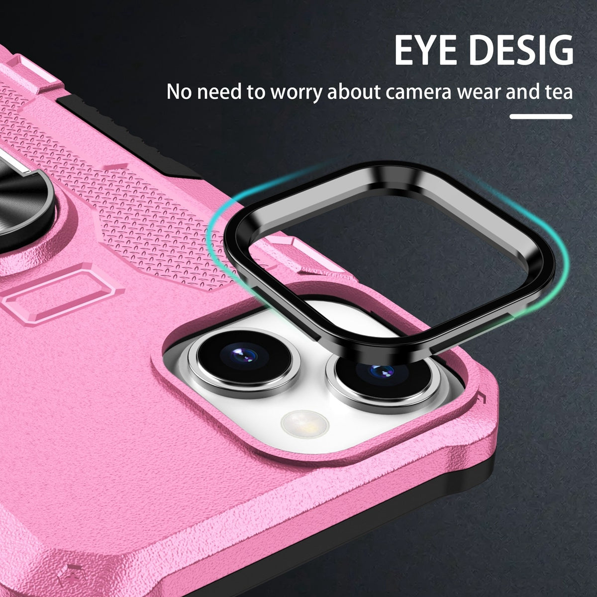 ELECTROPRIME For iPhone 15 Ring Holder Armor Hybrid Phone Case(Pink)