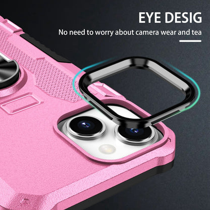 ELECTROPRIME For iPhone 15 Ring Holder Armor Hybrid Phone Case(Pink)